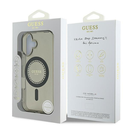 GUESS ETUI DO IPHONE 16 6.1 Z DO MAGSAFE I HARDCASE Z KAMIENIAMI IML