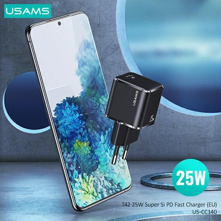 USAMS ŁADOWARKA SIECIOWA 1xUSB-C 25W DO APPLE IPHONE 12 13 14 FAST CHARGING