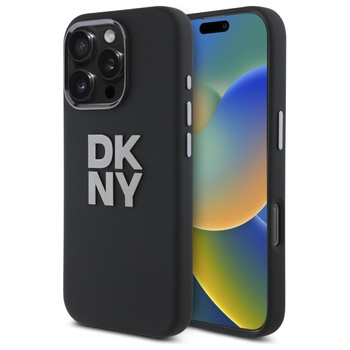 DKNY ETUI HARDCASE LIQUID SILICONE DO IPHONE 16 PRO 6.3 Z METALOWYM LOGO