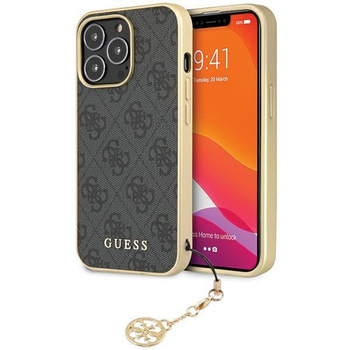 Etui Guess GUHCP14LGF4GGR na iPhone 14 Pro - szare hardcase 4G Charms Collection