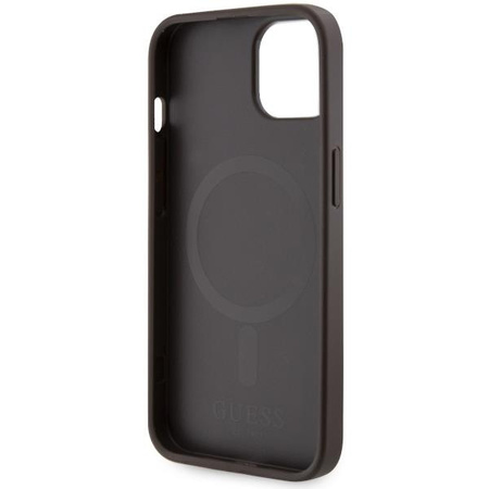 Etui Guess GUHMP14SP4RPSW na iPhone 14 - brązowe 4G Printed Stripes MagSafe