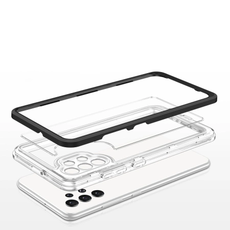 HURTEL CLEAR ETUI POKROWIEC 3IN1 DO SAMSUNG GALAXY A32 5G ŻELOWY Z RAMKĄ