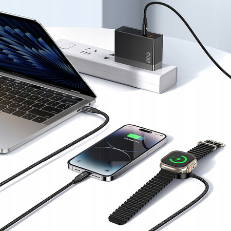 MCDODO ŁADOWARKA INDUKCYJNA DO APPLE WATCH 3W1 KABEL DO IPHONE MACBOOK 100W