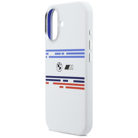 Etui BMW M Silicon Horizontal Line MagSafe do iPhone 17 biały