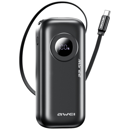 AWEI POWERBANK 10000MAH DO TELEFONÓW Z KABLEM 22.5W DO SZYBKIEGO ŁADOWANIA