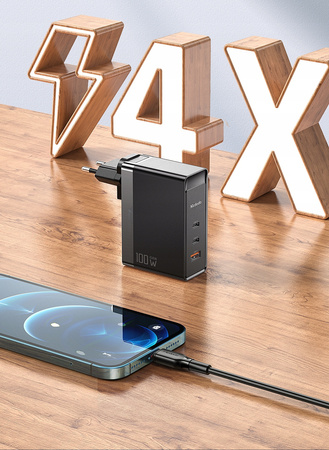 £adowarka do telefonu, do laptopa, GAN, Szybka, USB-C PD, USB-A, QC, 100W, Uniwersalna, Mcdodo