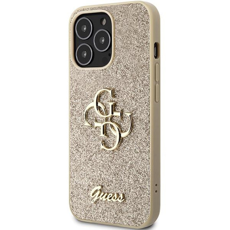 Etui Guess GUHCP13LHG4SGD na iPhone 13 Pro / 13 - złote Glitter Script Big 4G