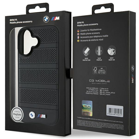 BMW BMHMP16S23PUSPK iPhone 166.1 czarny/black hardcase M Perforated And Stitched Line MagSafe