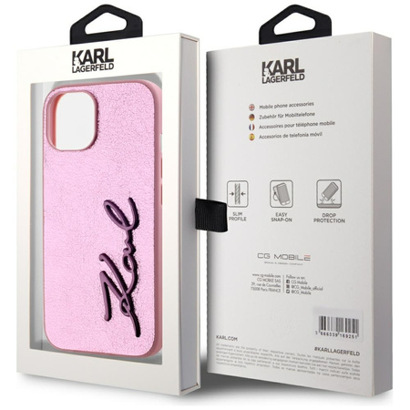KARL LAGERFELD ETUI WRINKLED METAL SIGNATURE DO IPHONE 15 WYJĄTKOWA OCHRONA