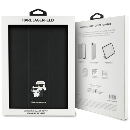 Karl Lagerfeld KLFC11PM24SAKCK iPad Pro 11 2024 Book Cover czarny/black Saffiano Magnetic Karl &Choupette