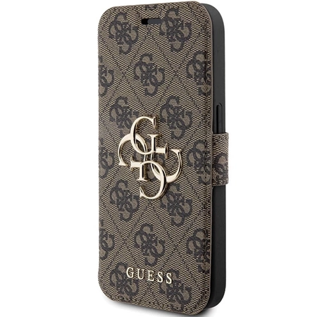 Etui Guess 4G Metal Logo na iPhone 15 Pro - brązowe