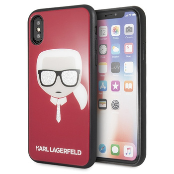 KARL LAGERFELD ETUI HARDCASE DO IPHONE X XS ICONIC GLITTER KARLS HEAD
