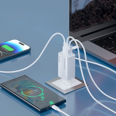 WOZINSKY ŁADOWARKA GAN 65W 2X USB-C DO TELEFONÓW IPHONE MACBOOK Z KABLEM