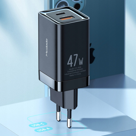 £adowarka Mcdodo mini GaN 2X USB/USB-C PD QC - 47W czarna