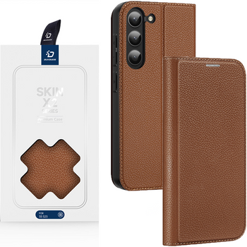 Dux Ducis Skin X2 etui Samsung Galaxy S23+ pokrowiec z klapką portfel podstawka brązowe