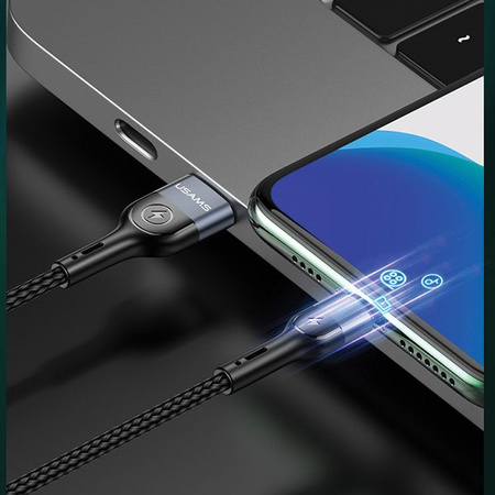 USAMS KABEL DO LIGHTNING 1,2M PLECIONY DO IPHONE 2A LED Z SZYBKIM