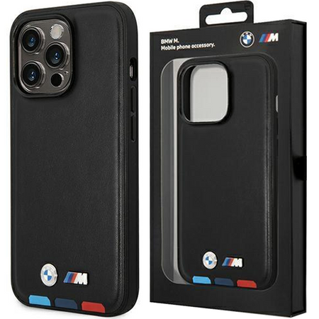 Etui BMW Leather Stamp Tricolor do iPhone 15 Pro - czarne
