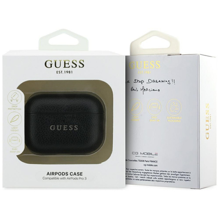 Etui Guess Grained Classic Logo do AirPods Pro 3 czarny