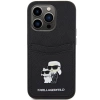 Etui Karl Lagerfeld Saffiano Cardslot Karl&Choupette Metal Pin do iPhone 15 Pro - czarne