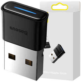 Baseus BA04 mini adapter Bluetooth 5.0 USB odbiornik nadajnik do komputera czarny (ZJBA000001)