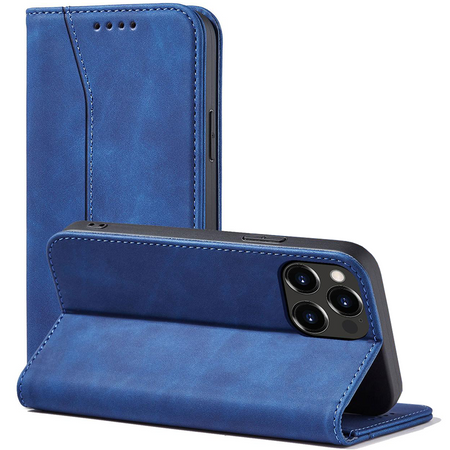 Magnet Fancy Case etui iPhone 14 pokrowiec z klapką portfel podstawka niebieskie