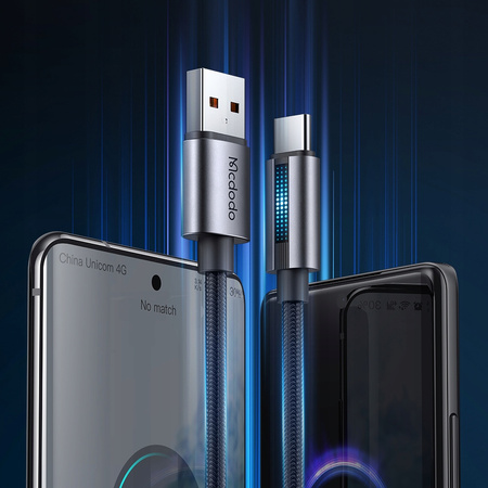 MCDODO KABEL USB-C SZYBKIE ŁADOWANIE DO SAMSUNG XIAOMI TYP C 6A 100W 1M LED