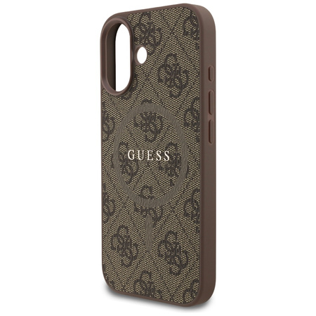 Etui Guess 4G Ring Classic Logo MagSafe do iPhone 17 brązowy