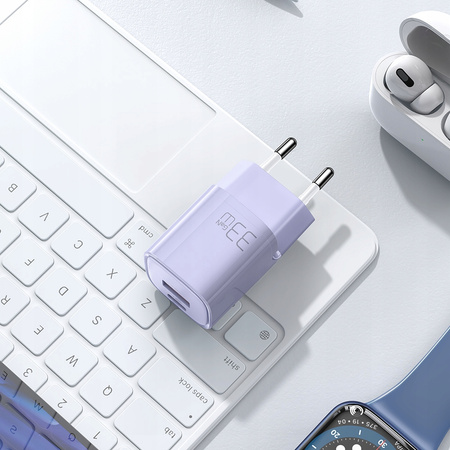 Ładowarka USB/USB-C, szybka, nano, GaN 33W PD, różowa, McDodo