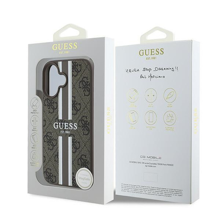 GUESS POKROWIEC HARDCASE DO IPHONE 16 PLUS 6.7 DO MAGSAFE STRIPES PRINTED