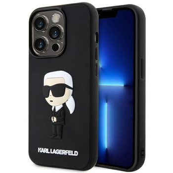 Etui Karl Lagerfeld KLHCP14X3DRKINK na iPhone 14 Pro Max 6.7" - czarne Rubber Ikonik 3D