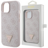 Etui Guess Leather 4G Triangle Strass do iPhone 15 - różowe