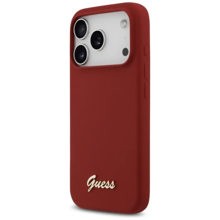GUESS ETUI SILICONE SCRIPT METAL LOGO DO IPHONE 17 PRO MAGSAFE POKROWIEC