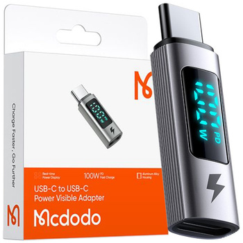 MCDODO ADAPTER PRZEJŚCIÓWKA USB-C USB TYP C SZYBKIE ŁADOWANIE 100W MIERNIK