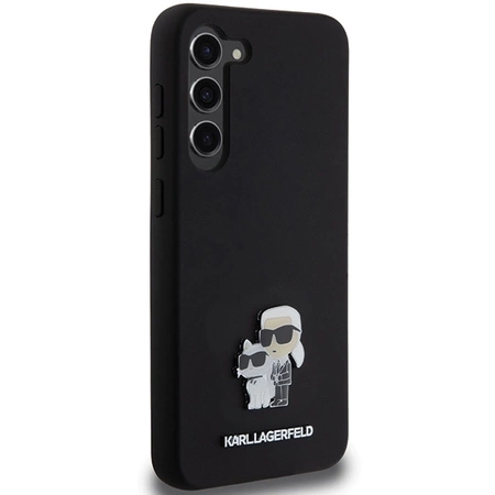 Etui Karl Lagerfeld Silicone Karl&Choupette Metal Pin na Samsung Galaxy S23+ - czarne