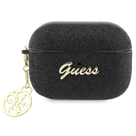 Etui Guess GUAP2GLGSHK na AirPods Pro 2 cover - czarne Glitter Flake 4G Charm