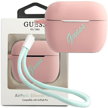 Guess GUACAPLSVSPG AirPods Pro cover różowo zielony/pink green Silicone Vintage