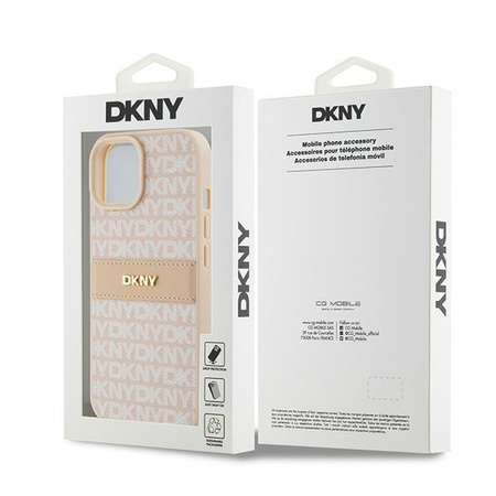 DKNY ETUI HARDCASE DO IPHONE 15 PLUS 14 PLUS 6.7 LEATHER MONO STRIPE Z LOGO