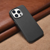 iCarer Litchi Premium Leather Case skórzane etui iPhone 14 Pro magnetyczne z MagSafe czarny (WMI14220710-BK)