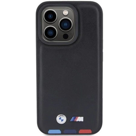 Etui BMW Leather Stamp Tricolor do iPhone 15 Pro - czarne