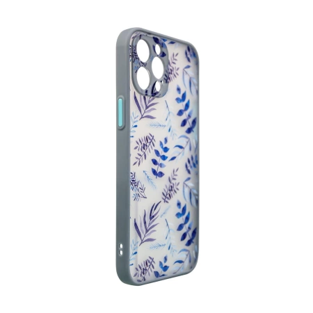 HURTEL CASE ETUI DO IPHONE 12 PRO MAX POKROWIEC Z KWIATAMI CIEMNONIEBIESKI