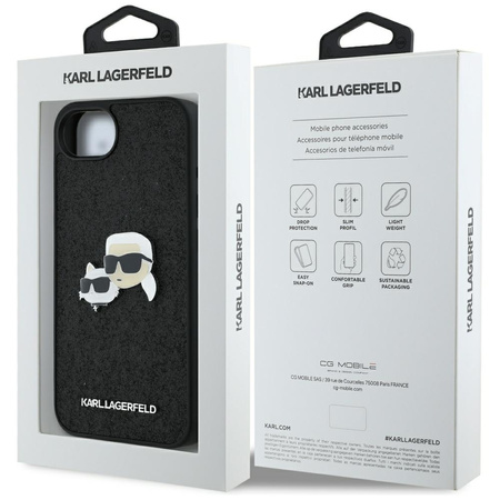 KARL LAGERFELD ETUI CASE FIXED GLITTER DO IPHONE 15 14 16 Z METALOWYM PINEM