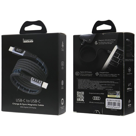 AUDI KABEL USB-C 20V 3A 60W DO TELEFONÓW TABLETÓW SZYBKIE ŁADOWANIE I SYNC