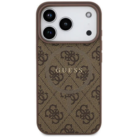 Etui Guess 4G Ring Classic Logo MagSafe do iPhone 17 Pro brązowy