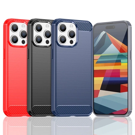 HURTEL ELASTYCZNE ETUI WZÓR KARBON DO IPHONE 15 PRO KARBOŃSKIE CASE OCHRONA