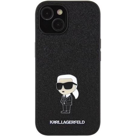 Etui Karl Lagerfeld Fixed Glitter Ikonik Logo Metal Pin do iPhone 15 - czarne