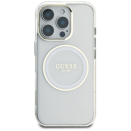 GUESS ETUI CASE IML METAL CIRCLE DO IPHONE 16 PRO DO MAGSAFE KLASYK LOGO