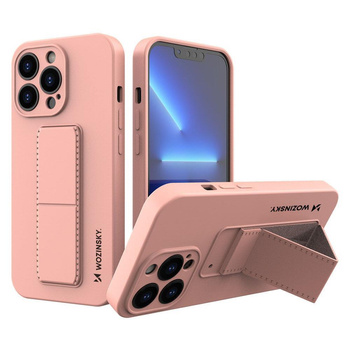 Wozinsky Kickstand Case silikonowe etui z podstawką iPhone 12 różowe