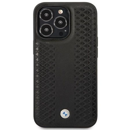 Etui BMW BMHMP14X22RFGK na iPhone 14 Pro Max - czarne Leather Diamond Pattern MagSafe