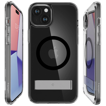 Etui Spigen Ultra Hybrid S MagSafe z podstawką do iPhone 15 - czarne