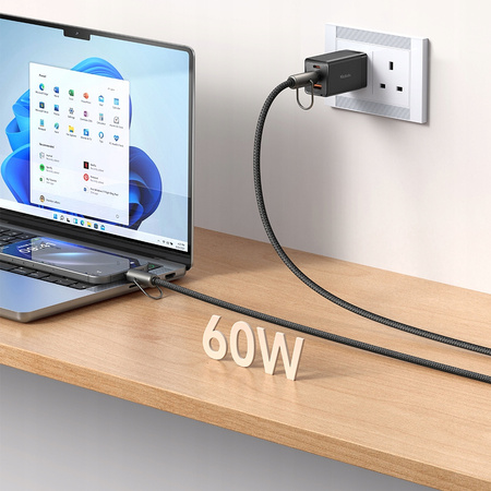 MCDODO SMYCZ DO TELEFONU NA SZYJE WKŁADKA CROSSBODY CZARNA KABEL USB-C 60W